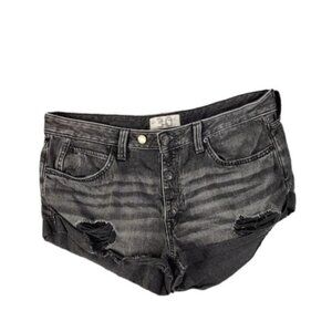 FREE PEOPLE Romeo Rolled Cuff Denim Shorts Womens‎ SZ 30 Black Mambo Charcoal